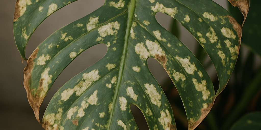 Monstera mit weißen Flecken