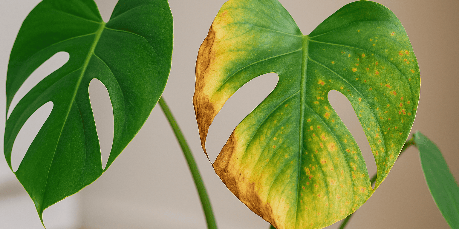 Monstera mit gelben Blättern