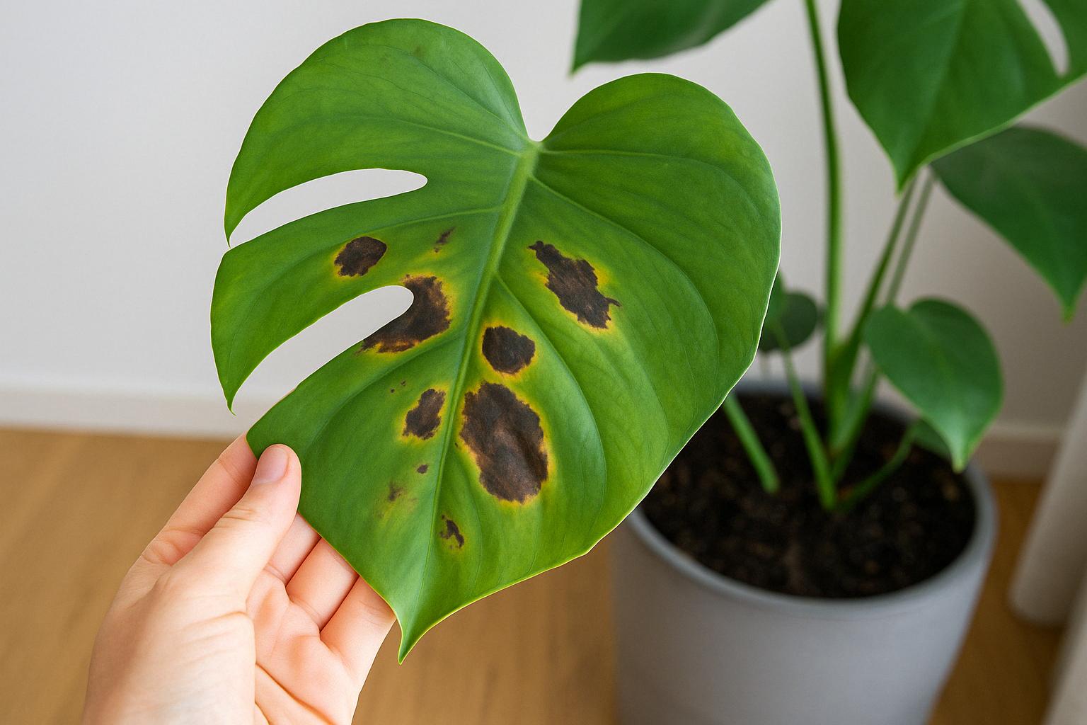 Monstera mit dunklen Flecken: Ursachen und Lösungen