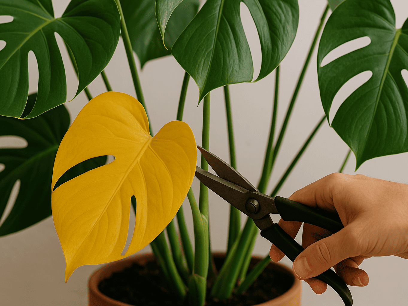 Monstera: Gelbe Blätter Abschneiden?