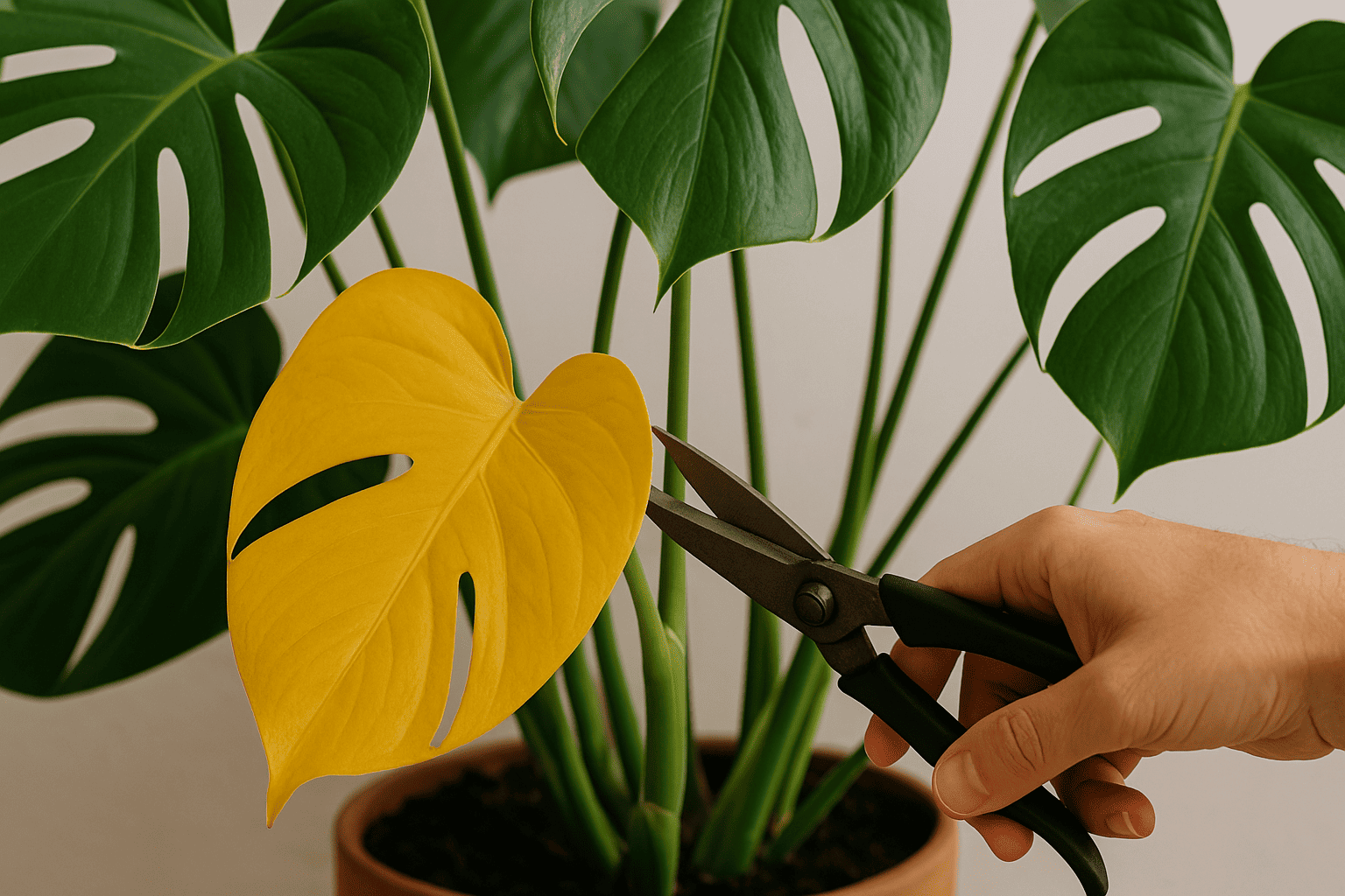 Monstera: Gelbe Blätter Abschneiden?