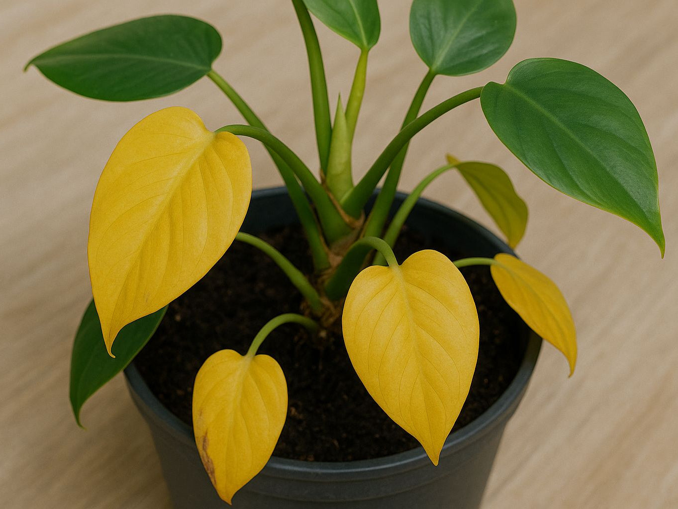 Gelbe Blätter an deiner Pflanze: Zu viel Wasser als Ursache