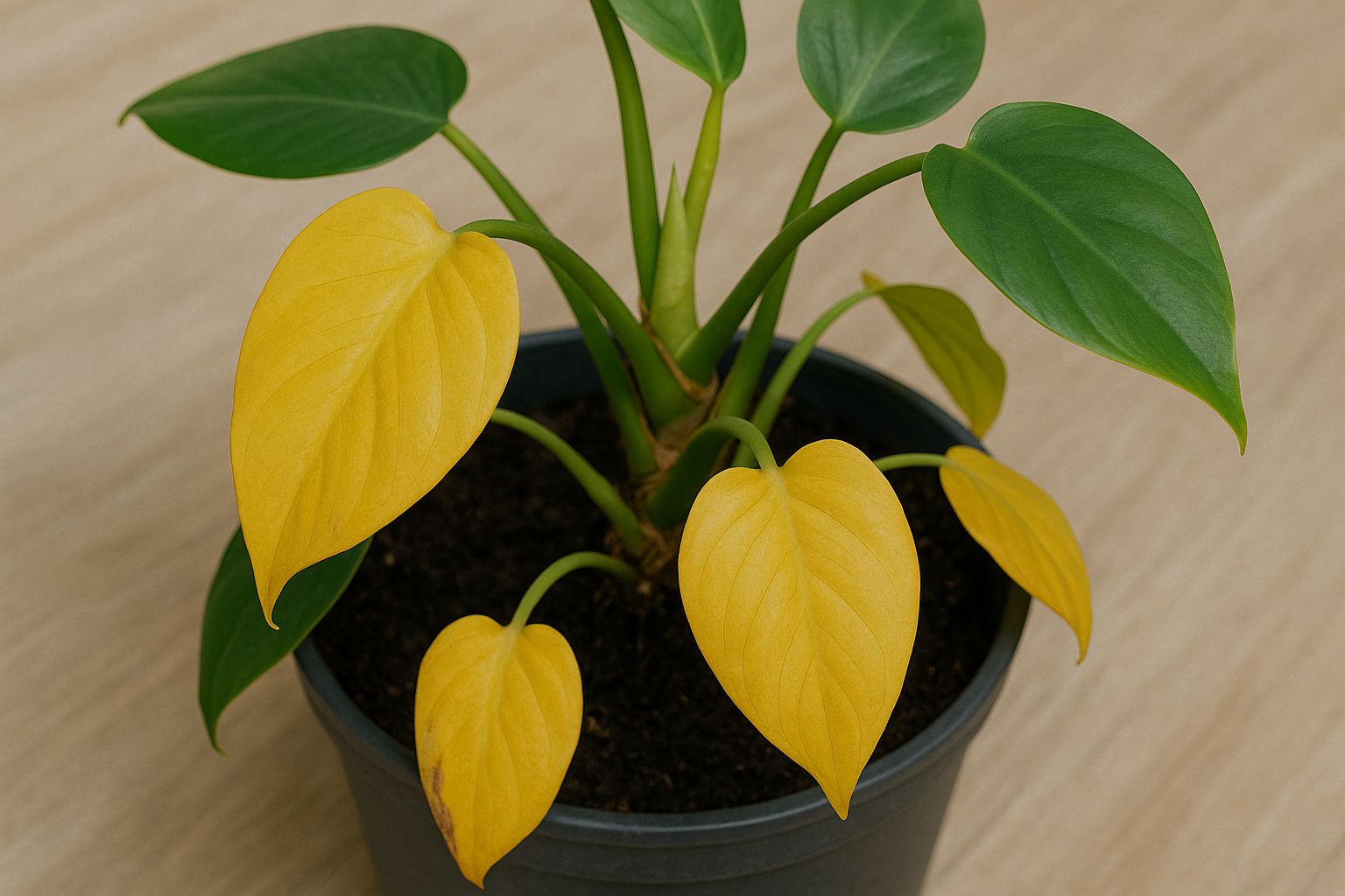 Gelbe Blätter an deiner Pflanze: Zu viel Wasser als Ursache