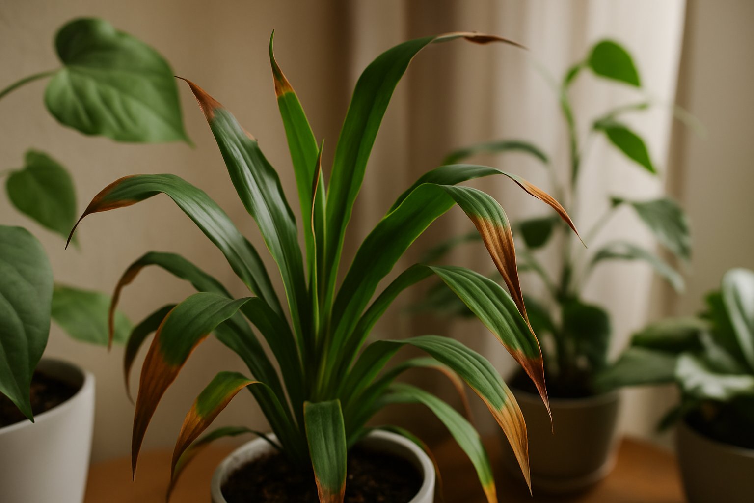 Braune Blattspitzen bei Zimmerpflanzen: Was tun?