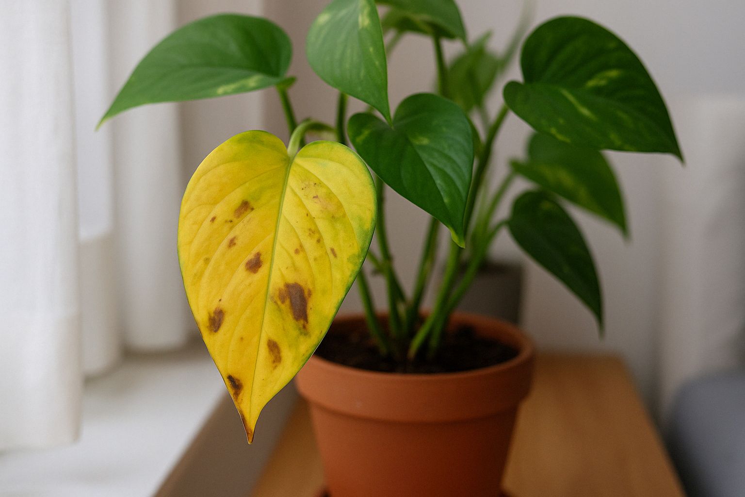 Efeutute mit Gelben Blättern und Braunen Flecken: Was tun?