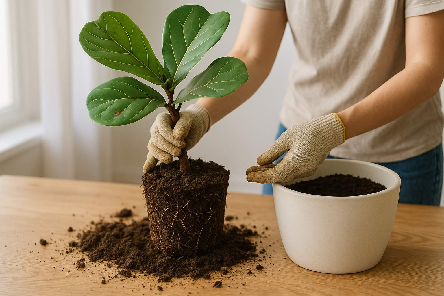 Geigenfeige umtopfen: So gelingt der perfekte Topfwechsel