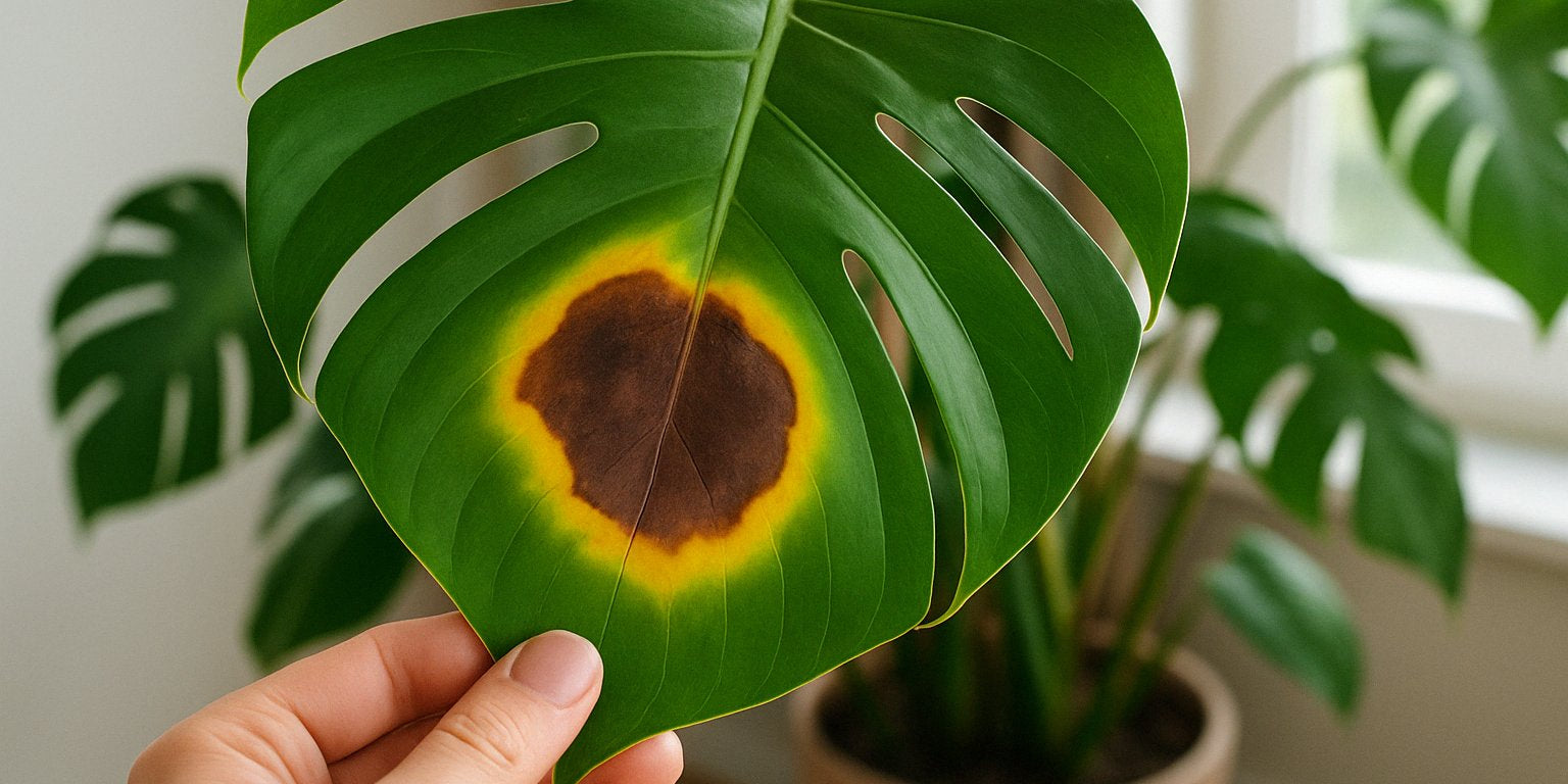 Monstera mit braunen Flecken und gelbem Rand: Was tun?