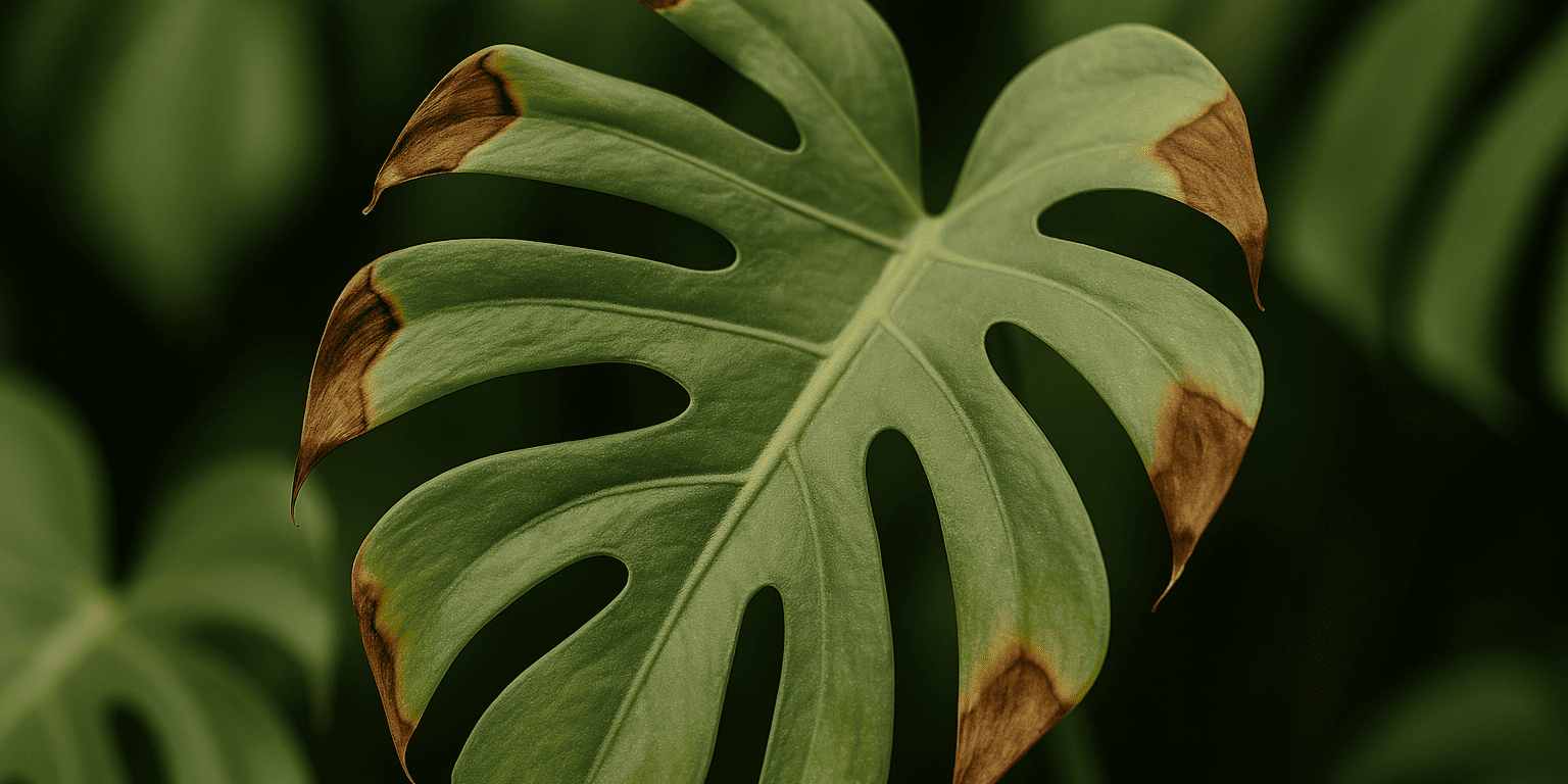 monstera-mit-braunen-spitzen