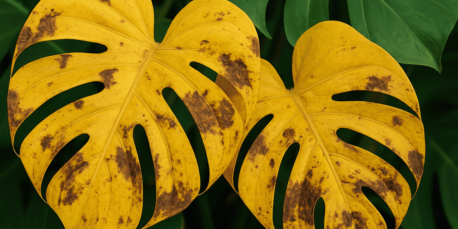 monstera-gelbe-blatter-und-braune-flecken