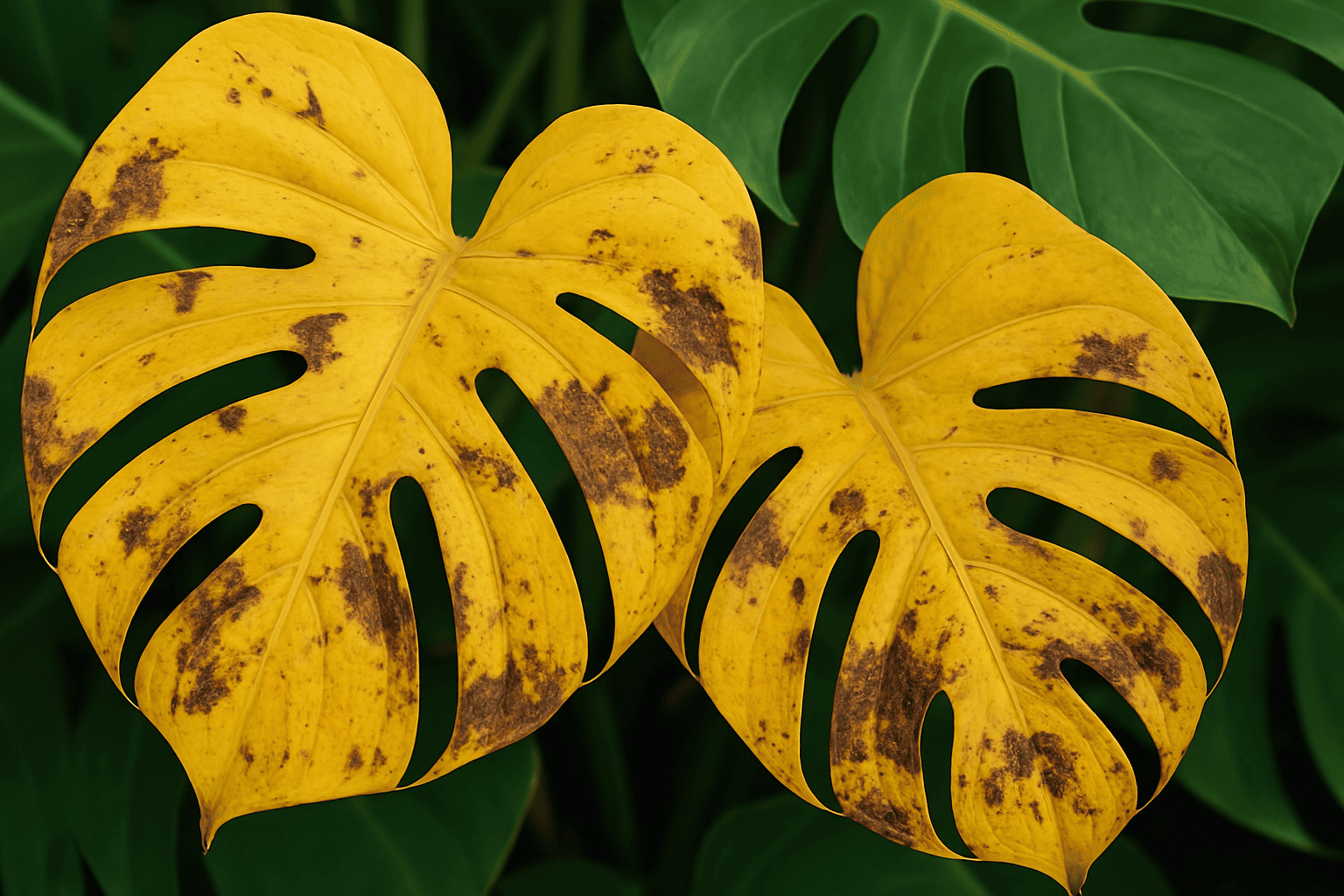 monstera-gelbe-blatter-und-braune-flecken
