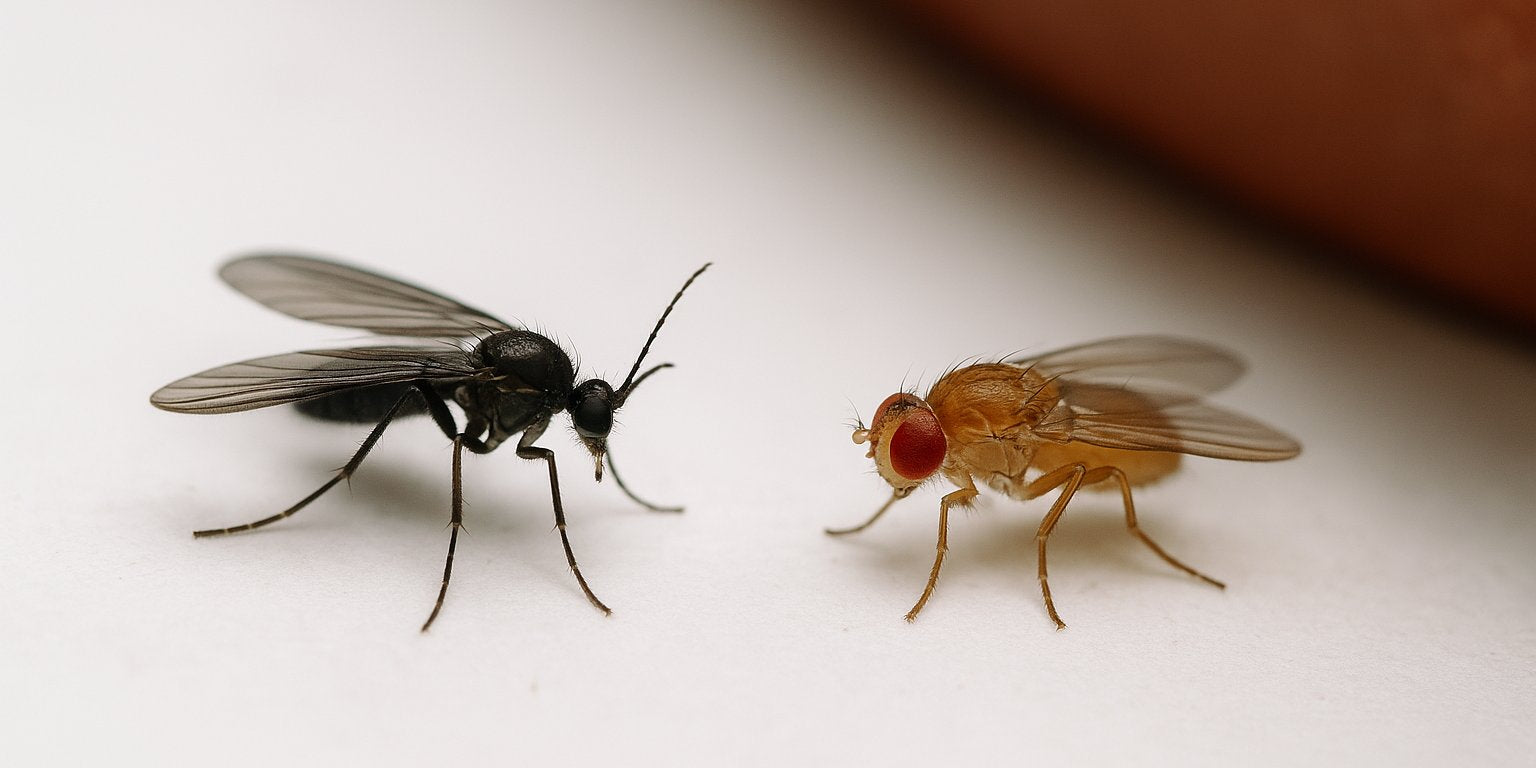 Trauermücken oder Fruchtfliegen: So erkennst du den Unterschied