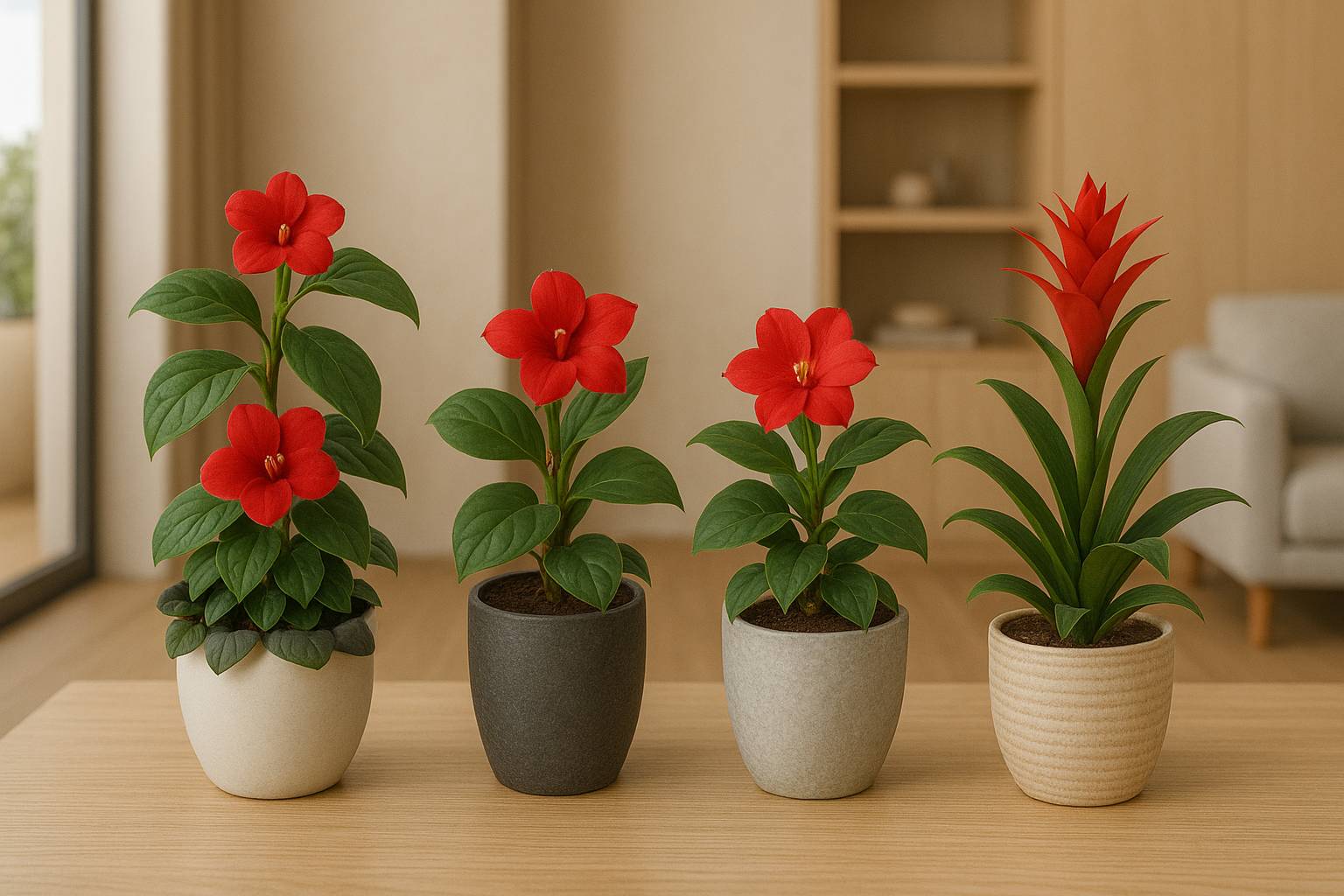 Zimmerpflanzen mit roten Blüten