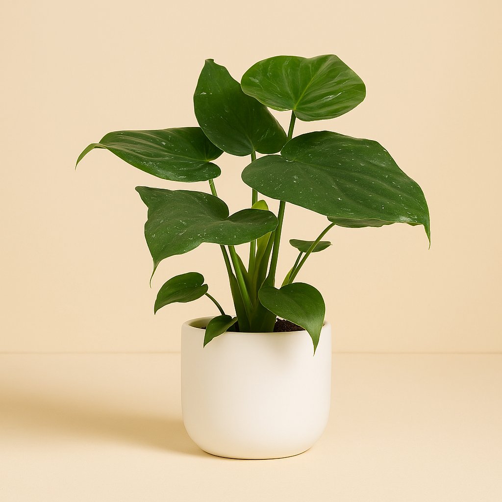 Alocasia Cucculata - 80cm in einem modernen Studio mit modernem Topf