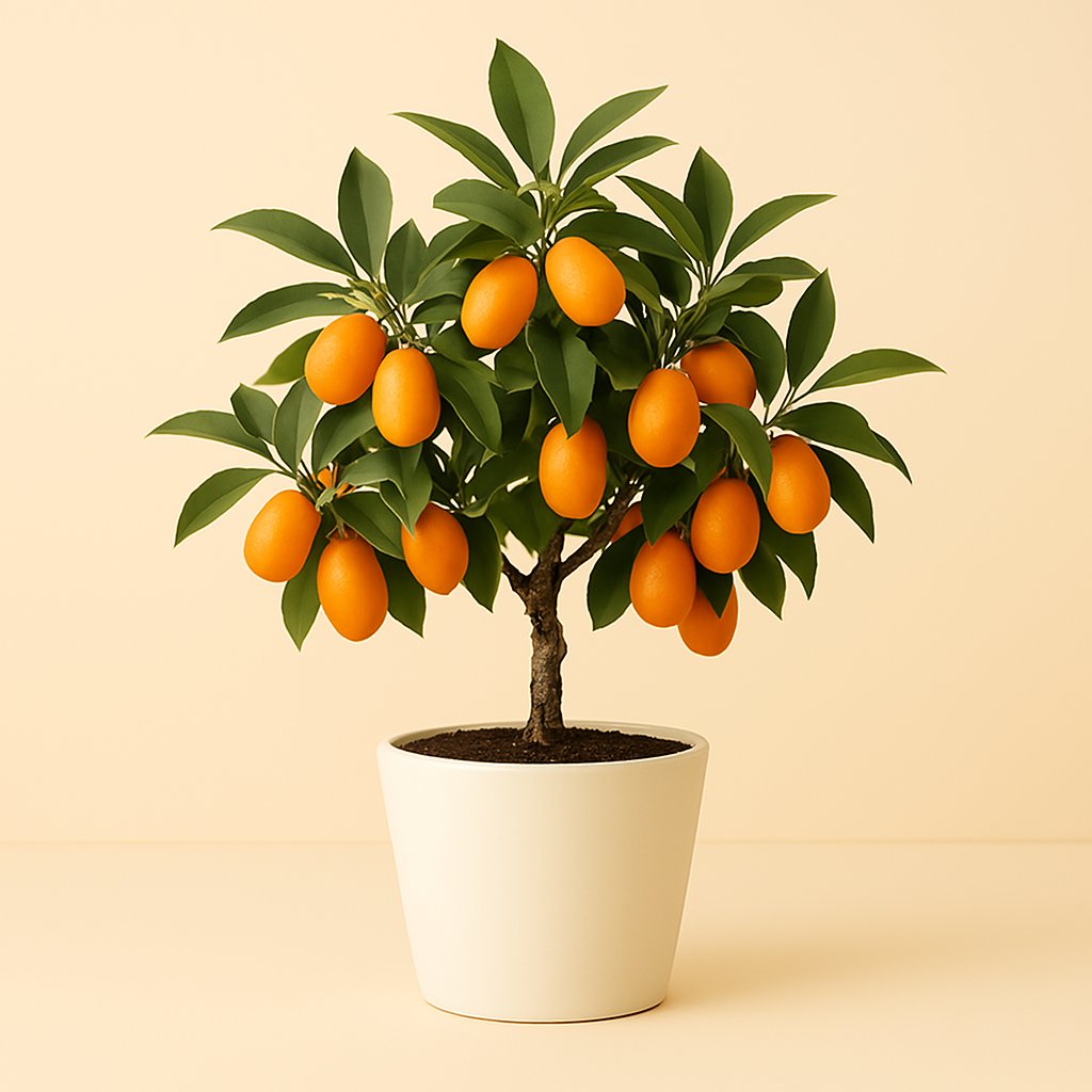 Citrus Kumquat - 45cm in einem modernen Studio mit modernem Topf