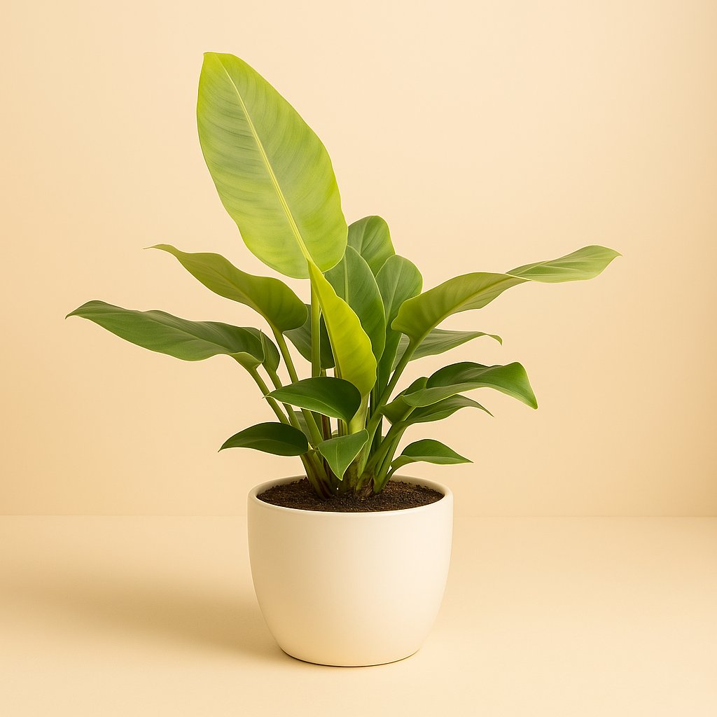 Philodendron Imperial Green - 50cm in einem modernen Studio mit modernem Topf