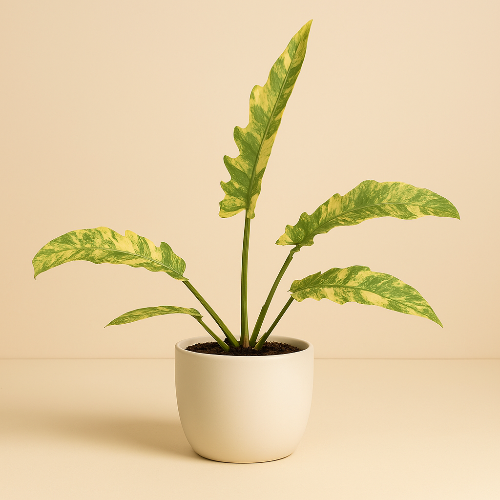 Philodendron Ring Of Fire - 50cm in einem modernen Studio mit modernem Topf