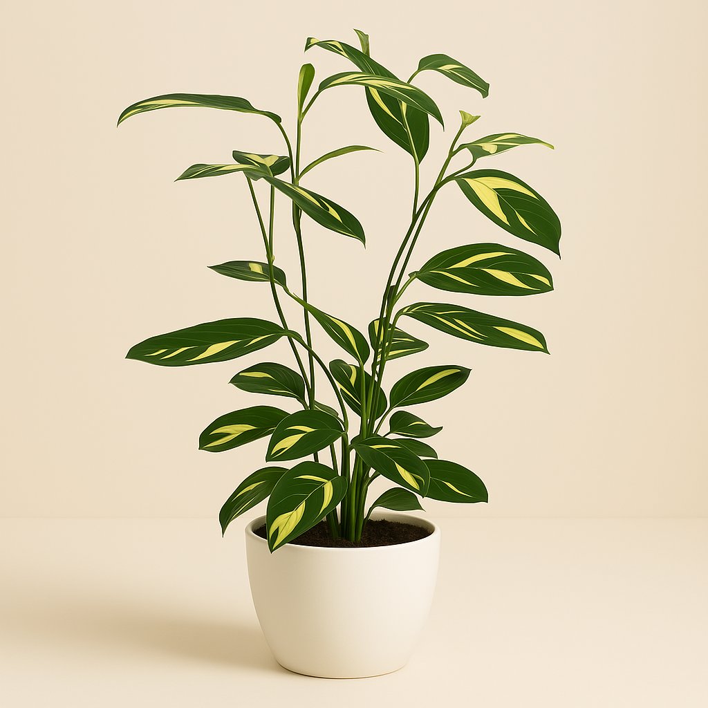 Ctentanthe Lubbersiana - 80cm in einem modernen Studio mit modernem Topf