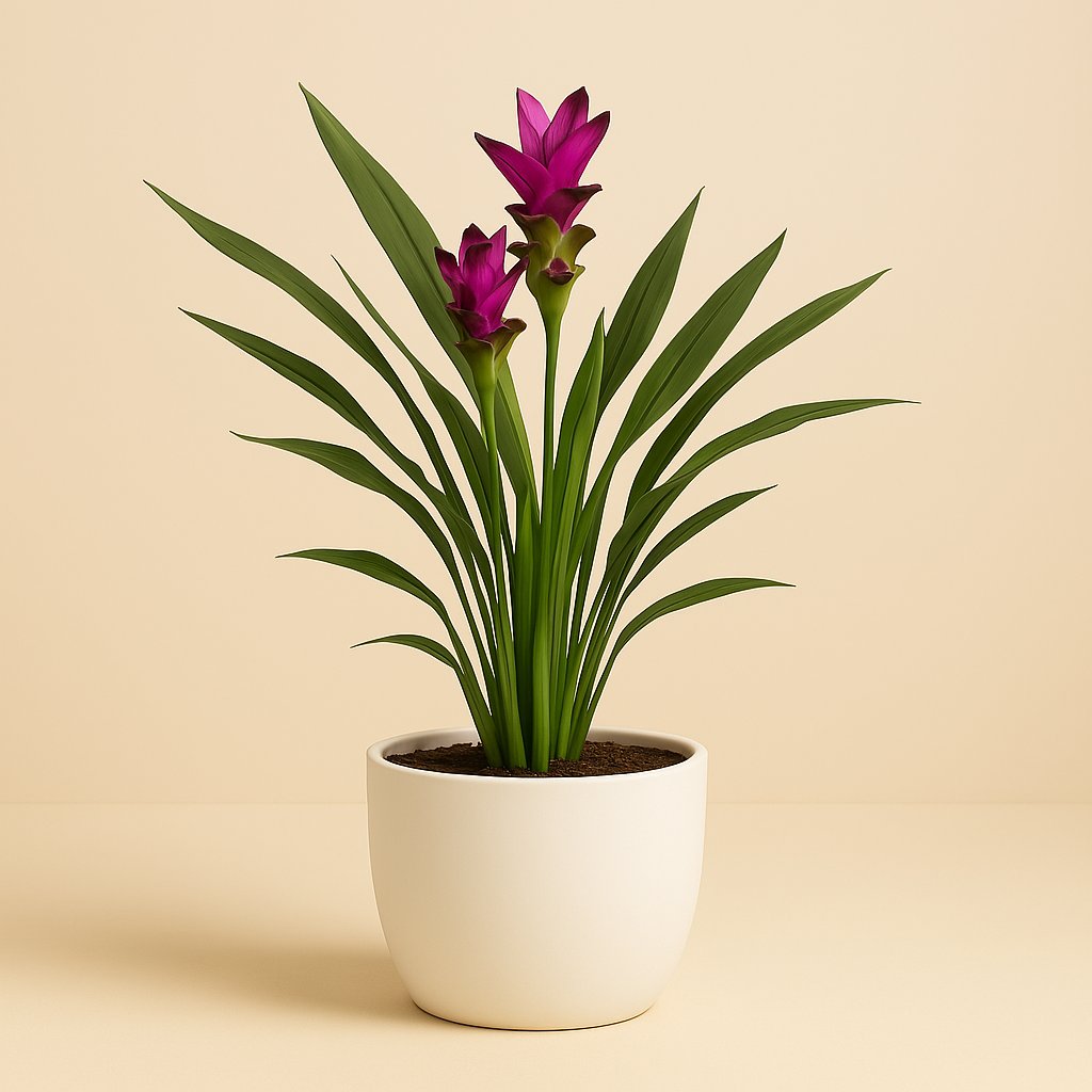 Curcuma Siam Splash - 60cm in einem modernen Studio mit modernem Topf