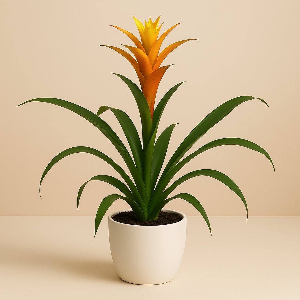 Guzmania Solara - 50cm in einem modernen Studio mit modernem Topf