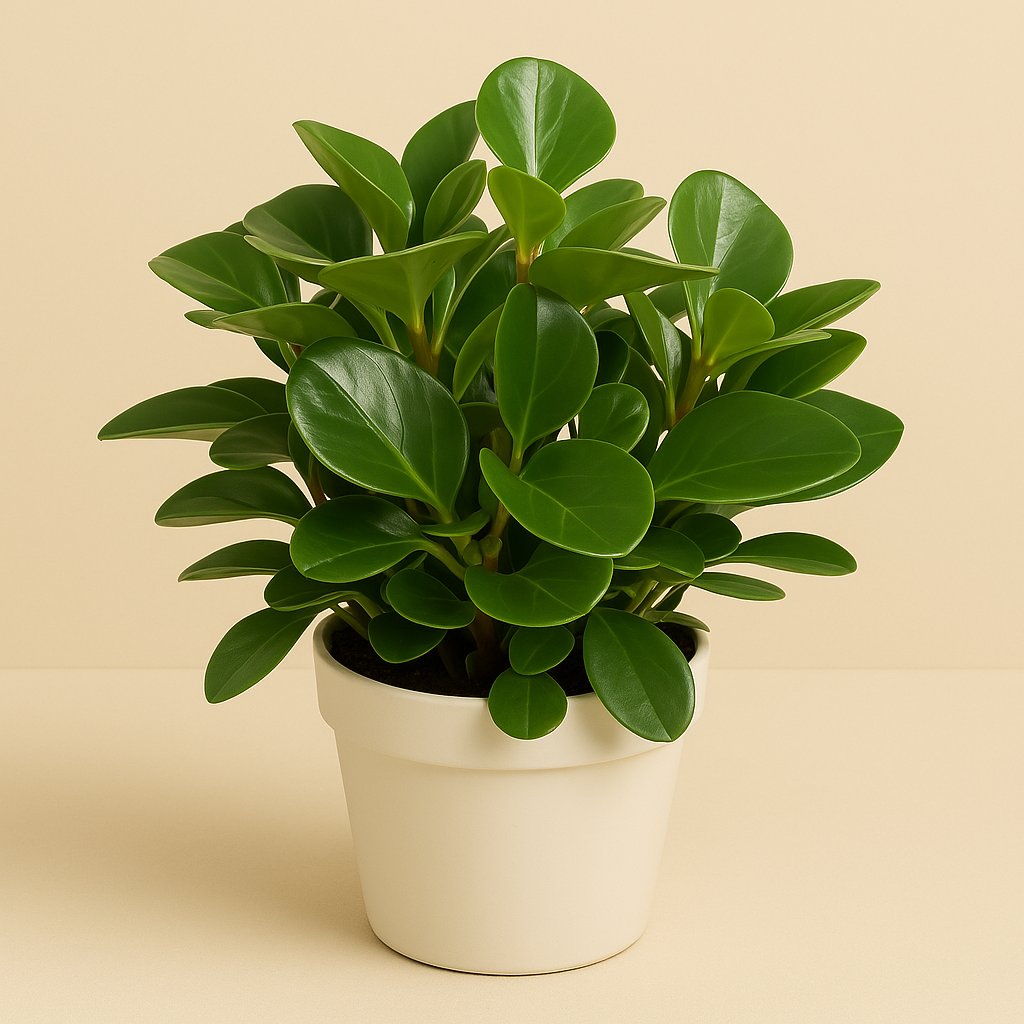 Peperomia Obtusifolia Green Gold - 30cm in einem modernen Studio mit modernem Topf