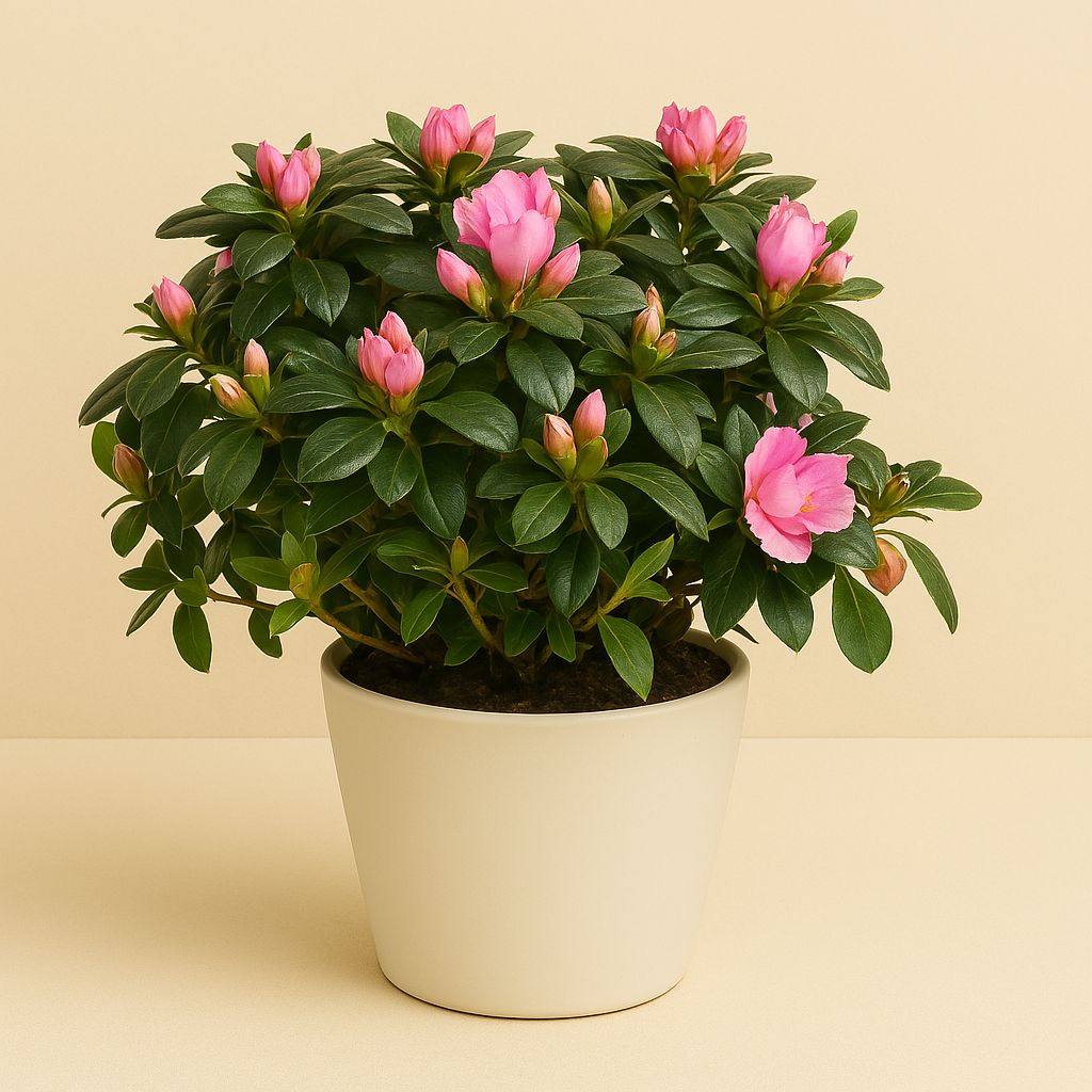 Azalea Helmutt Vogel Hulsten - 30cm in einem modernen Studio mit modernem Topf