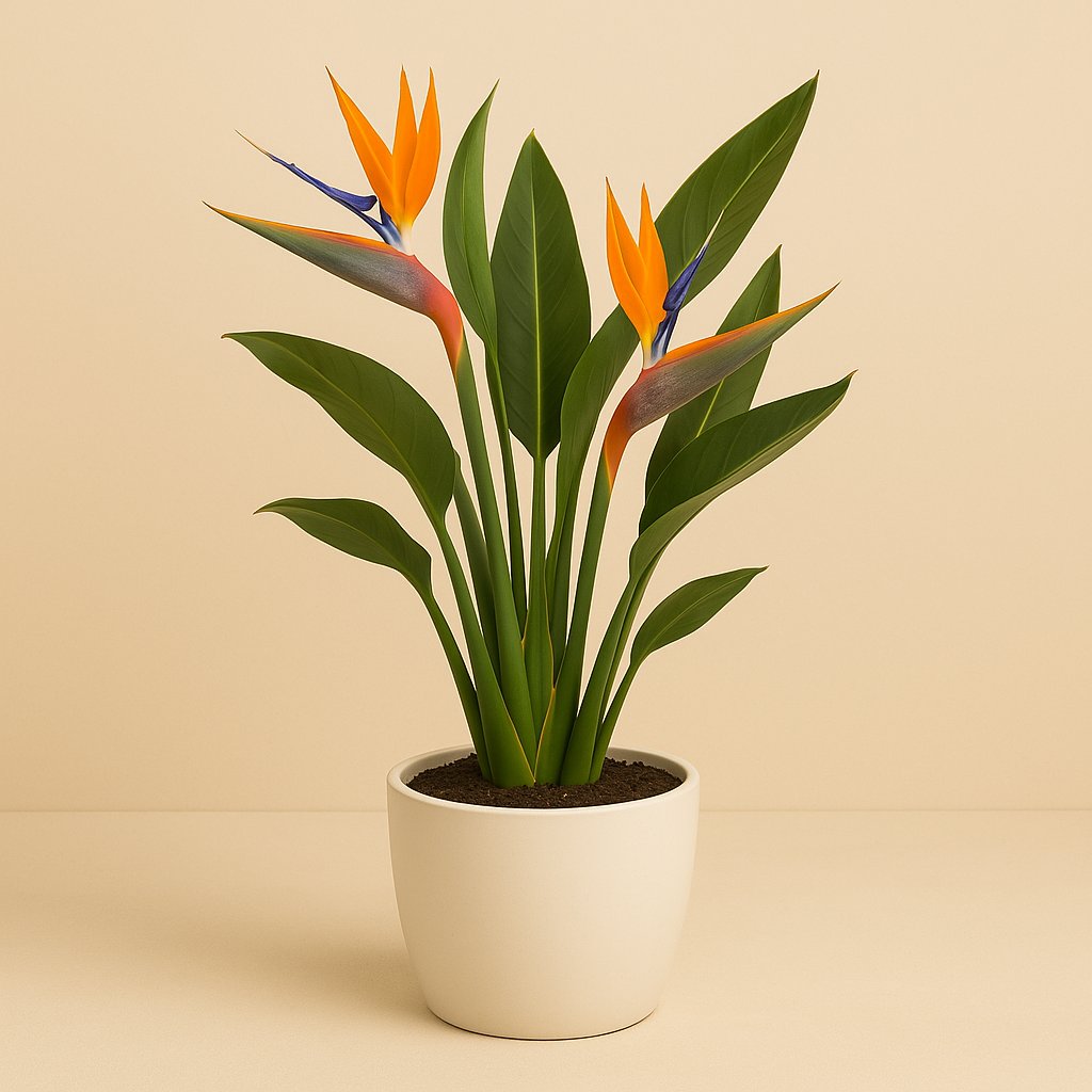 Strelitzia Reginae - 40cm in einem modernen Studio mit modernem Topf