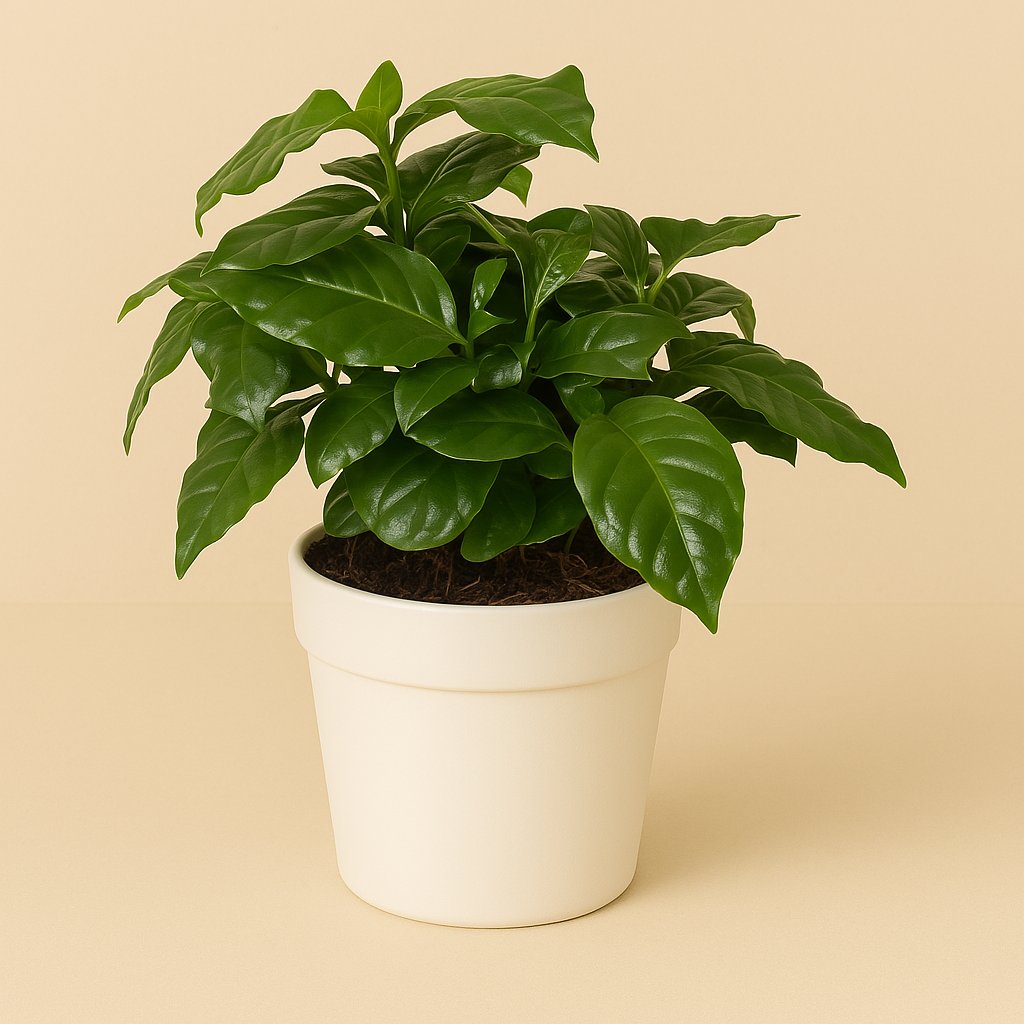 Coffea Arabica - 45cm in einem modernen Studio mit modernem Topf