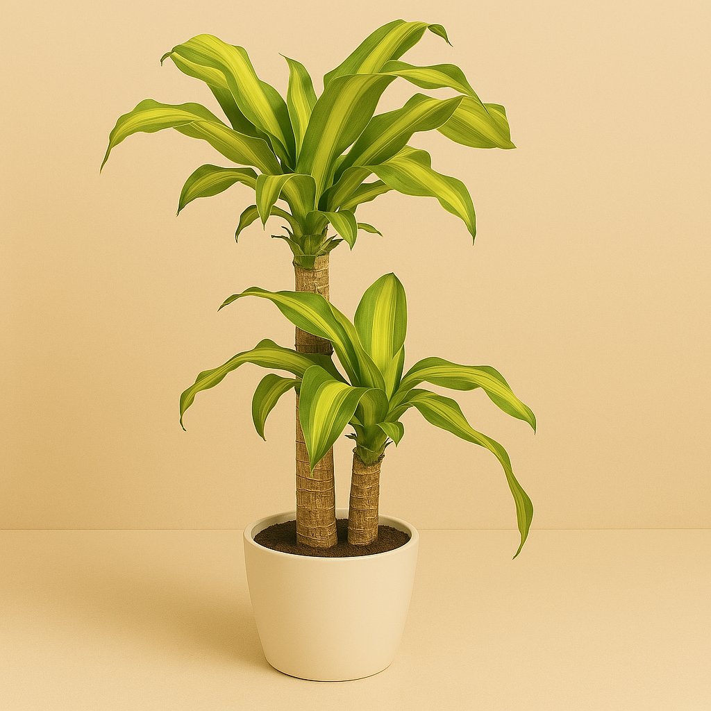 Dracaena Fragrans Massangeana - 90cm in einem modernen Studio mit modernem Topf