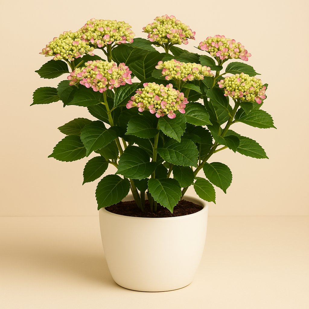 Hydrangea Curly Wurly - 50cm in einem modernen Studio mit modernem Topf
