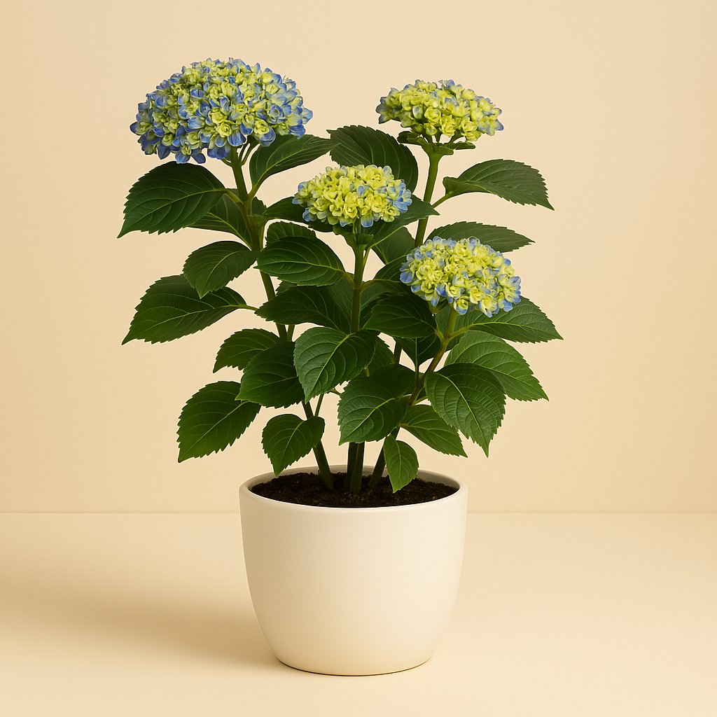 Hydrangea Curly Wurly - 50cm in einem modernen Studio mit modernem Topf