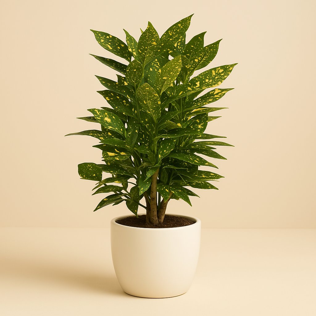 Croton Gold Dust - 50cm in einem modernen Studio mit modernem Topf