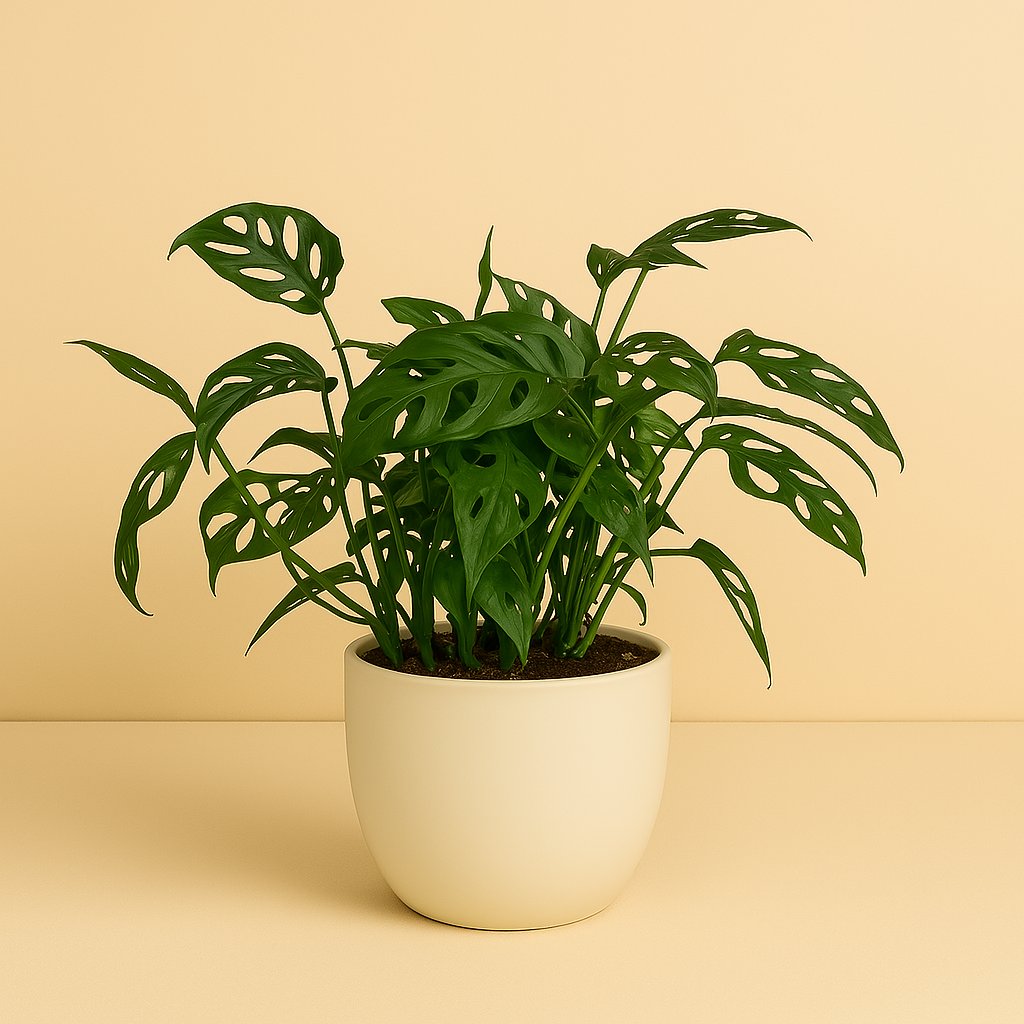 Monstera Obliqua - 40cm in einem modernen Studio mit modernem Topf