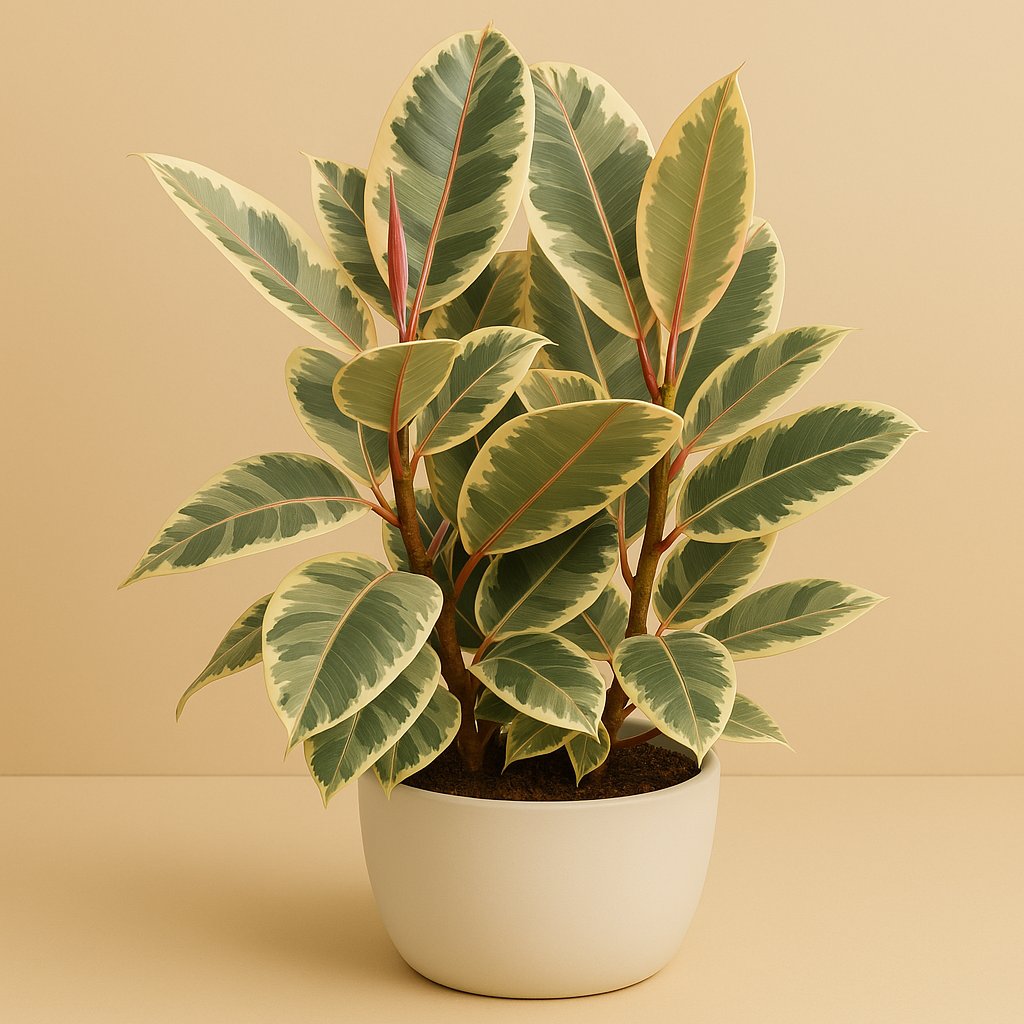 Ficus Elastica Tineke - 85cm in einem modernen Studio mit modernem Topf