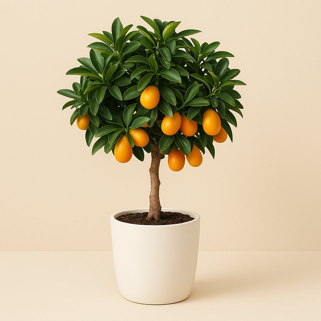 Citrus Kumquat - 75cm in einem modernen Studio mit modernem Topf