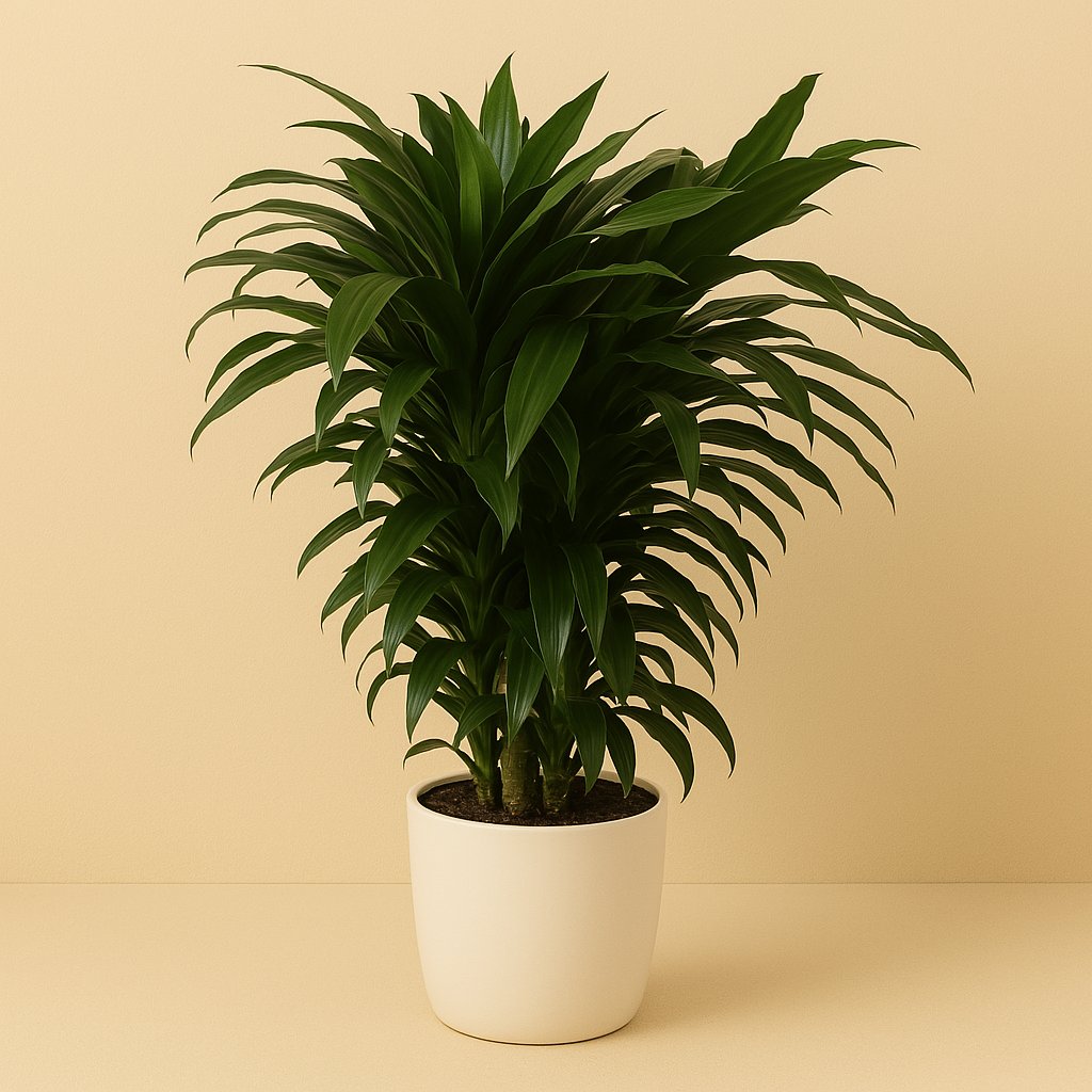 Dracaena Fragrans Janet Craig - 120cm in einem modernen Studio mit modernem Topf