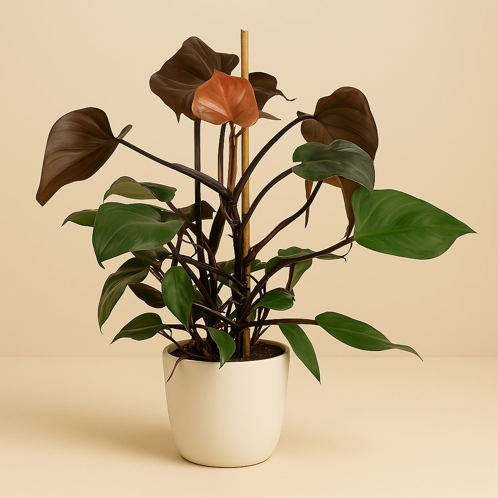 Philodendron Ruby - 75cm in einem modernen Studio mit modernem Topf