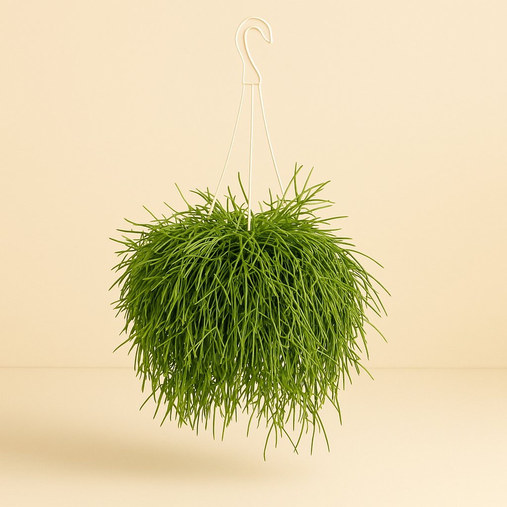 Rhipsalis Baccifera Oasis - 35cm in einem modernen Studio mit modernem Topf
