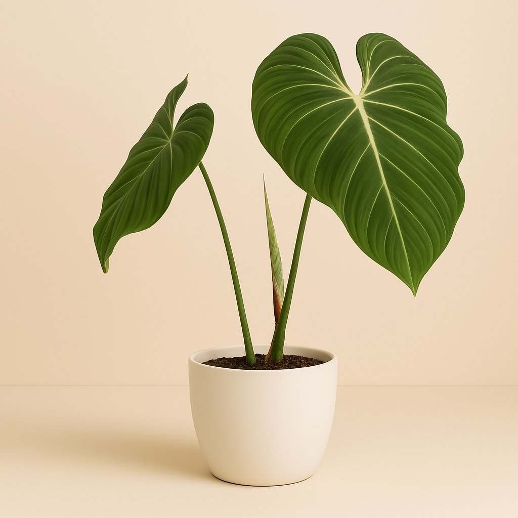 Philodendron Gloriosum - 60cm in einem modernen Studio mit modernem Topf