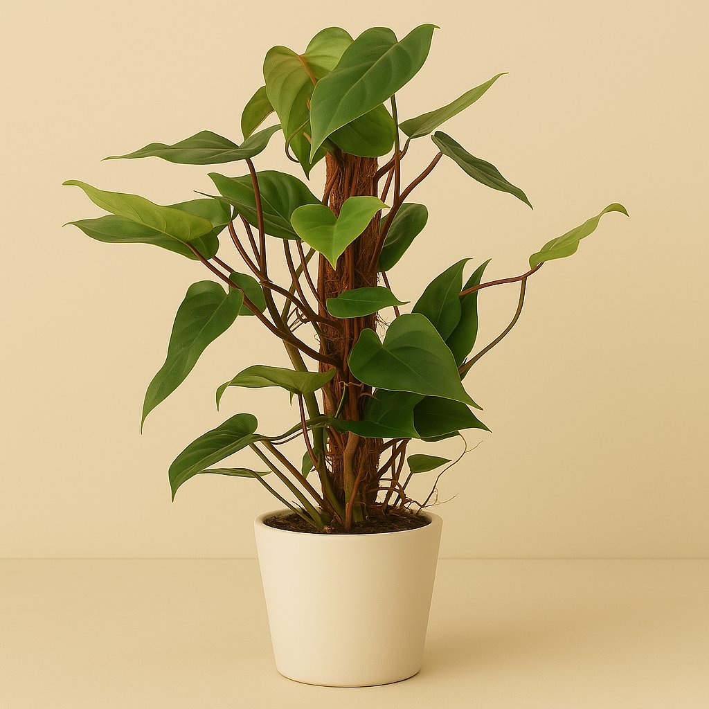 Philodendron Red Emerald - 80cm in einem modernen Studio mit modernem Topf