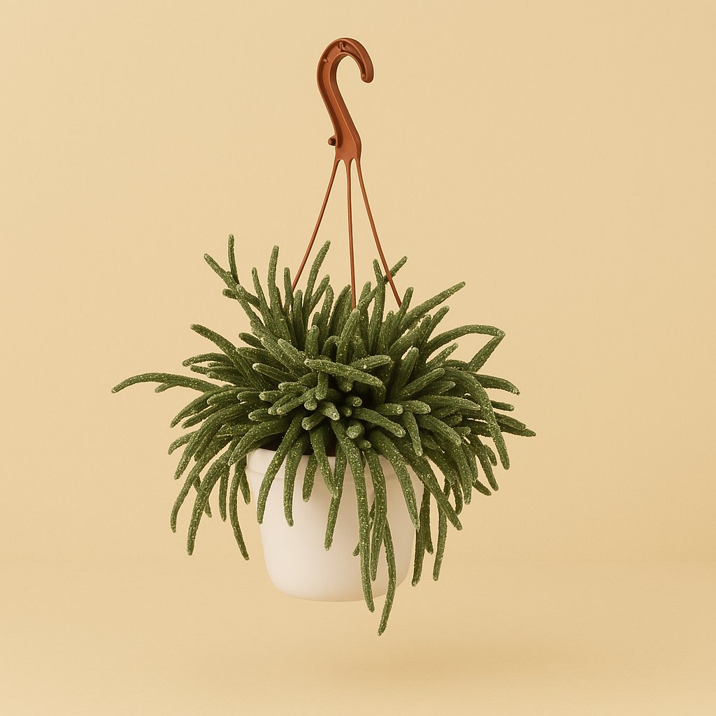 Rhipsalis Baccifera Horrida - 45cm in einem modernen Studio mit modernem Topf