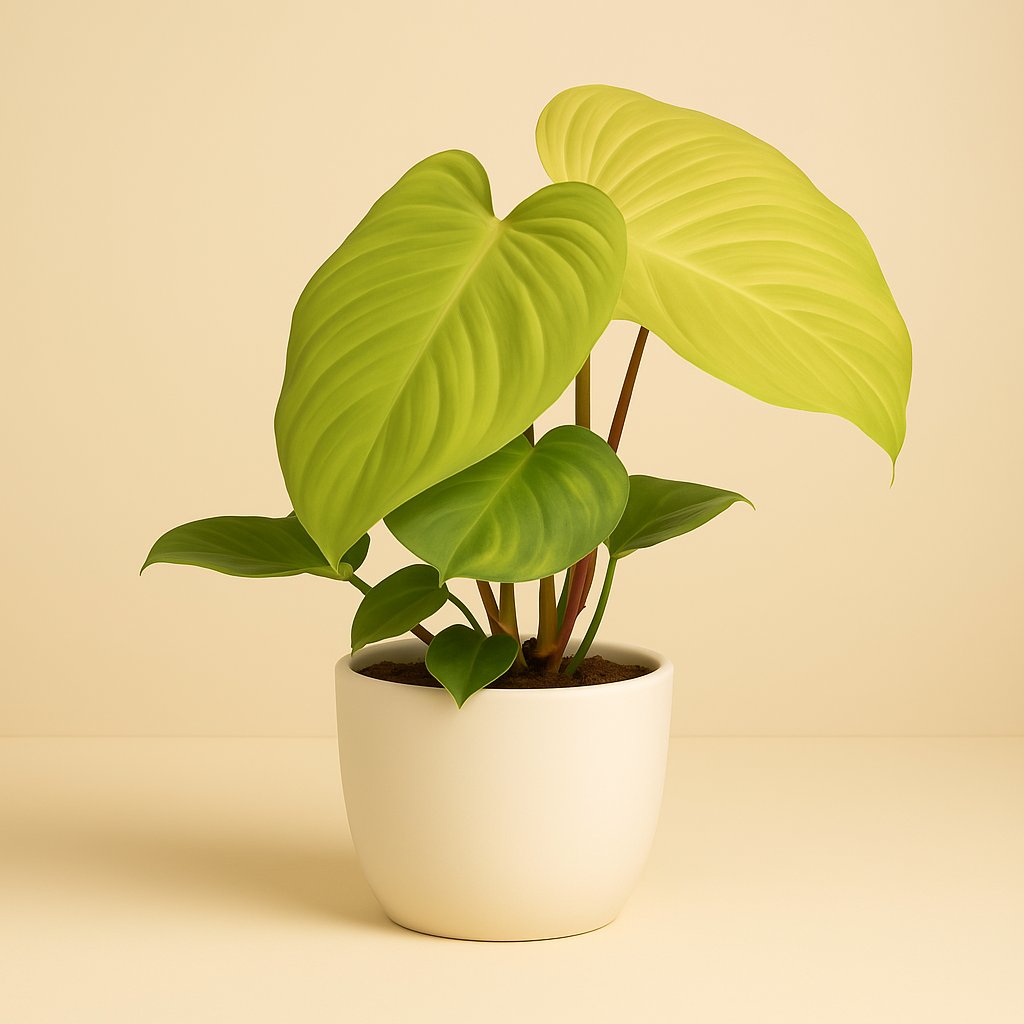 Philodendron Fuzzy Petiole - 50cm in einem modernen Studio mit modernem Topf