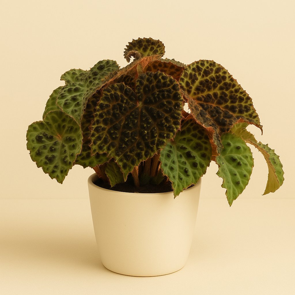 Begonia Rex Ferox - 25cm in einem modernen Studio mit modernem Topf