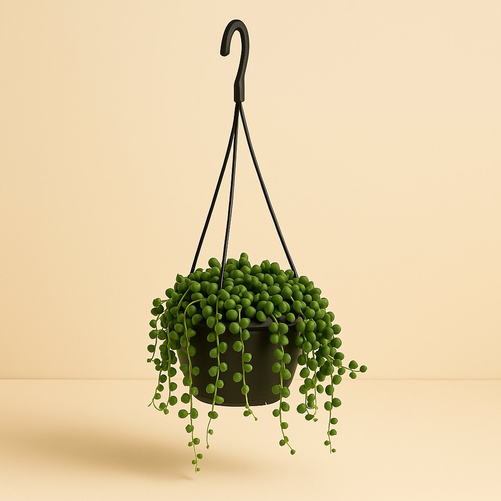 Senecio Rowleyanus - 15cm in einem modernen Studio mit modernem Topf