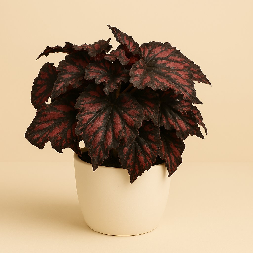 Begonia Rex Etna - 25cm in einem modernen Studio mit modernem Topf