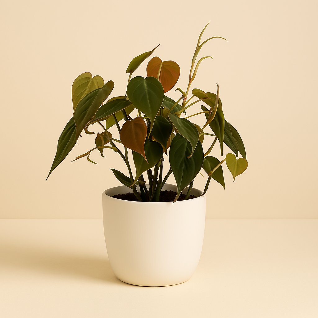 Philodendron Micans - 40cm in einem modernen Studio mit modernem Topf