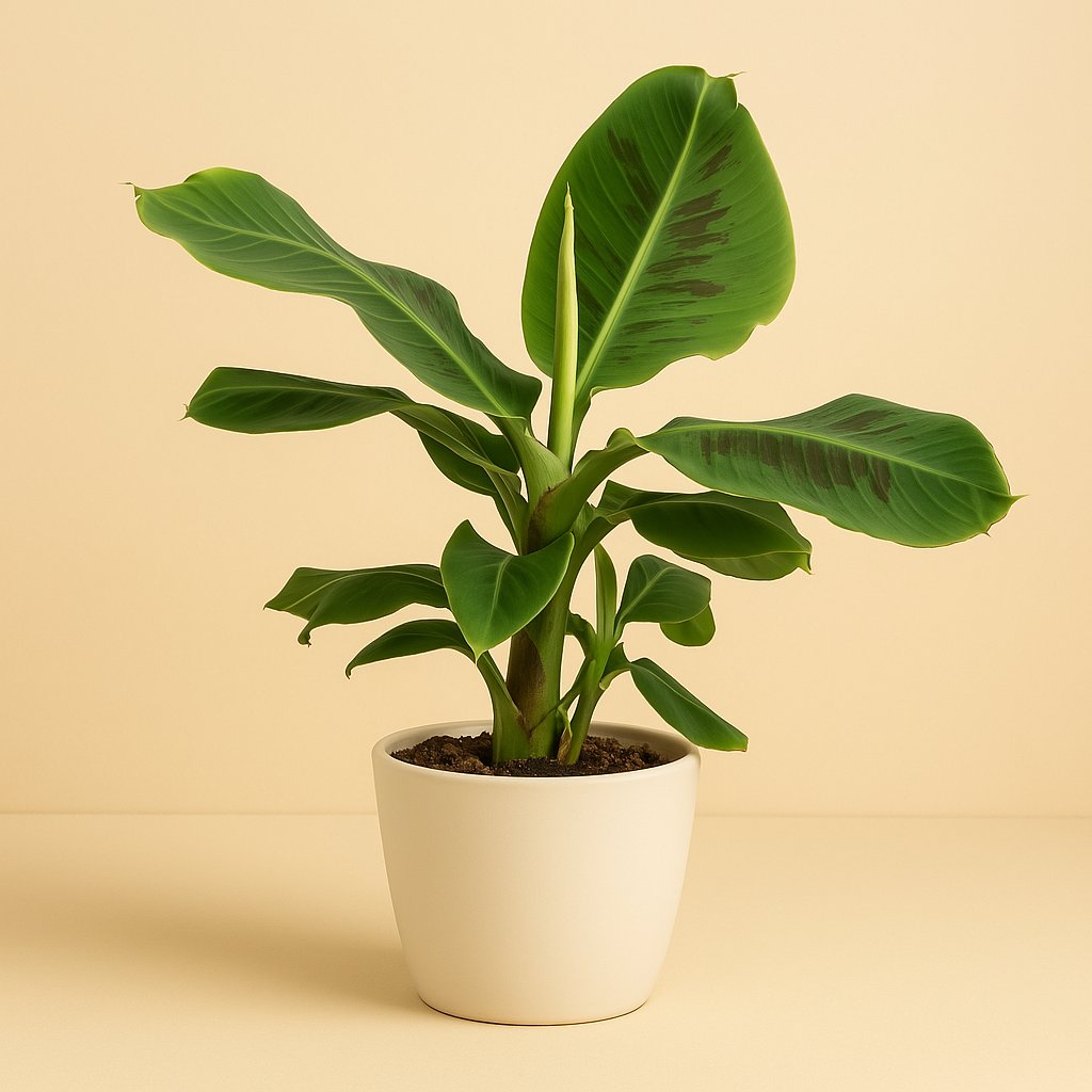 Musa Oriental Dwarf - 50cm in einem modernen Studio mit modernem Topf