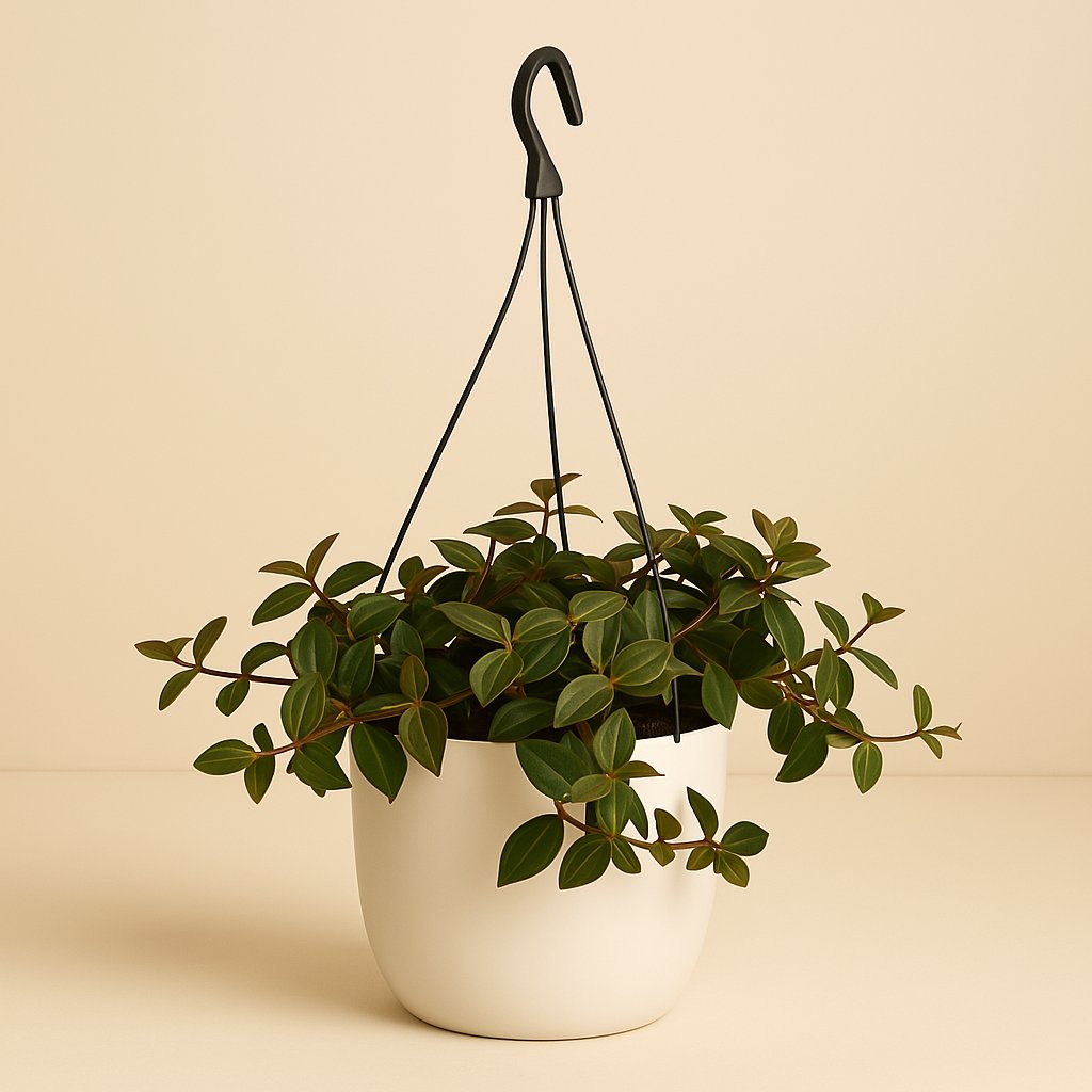 Peperomia Angulata Rocca Scuro - 25cm in einem modernen Studio mit modernem Topf