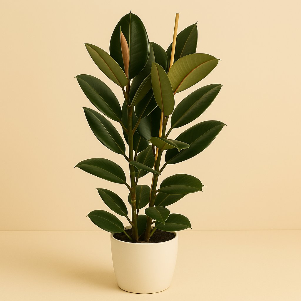 Ficus Elastica Robusta - 110cm in einem modernen Studio mit modernem Topf