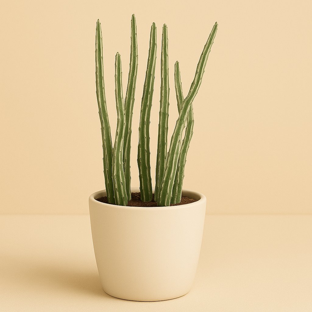 Senecio Stapeliaeformis - 15cm in einem modernen Studio mit modernem Topf