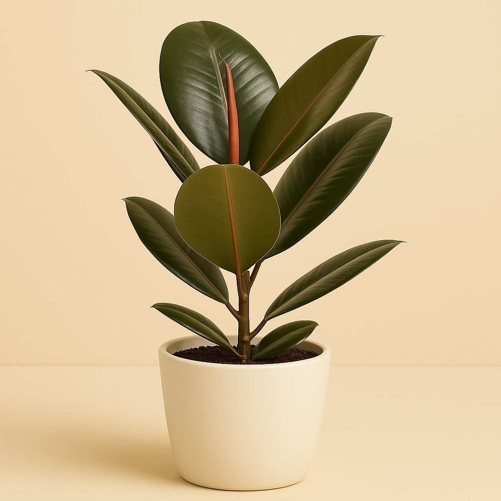 Ficus Elastica Robusta - 45cm in einem modernen Studio mit modernem Topf
